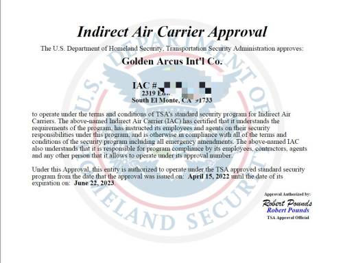 IAC Certificate